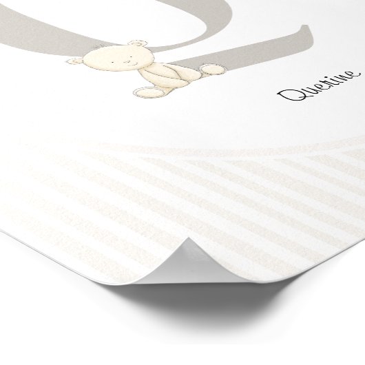 Custom Letter Q Nursery Wall Art - Baby Name Print ポスター (角)