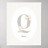 Custom Letter Q Nursery Wall Art - Baby Name Print ポスター (正面)