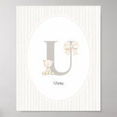Custom Letter U Nursery Wall Art - Baby Name Print ポスター (正面)