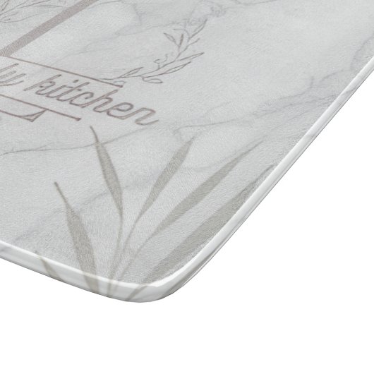 Custom Letter White and Gray Marble Cutting Board カッティングボード (角)