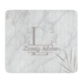 Custom Letter White and Gray Marble Cutting Board カッティングボード (正面)