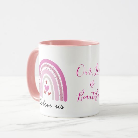 Custom LGBTQ Pride Rainbow Coffee Mug マグカップ (正面左)