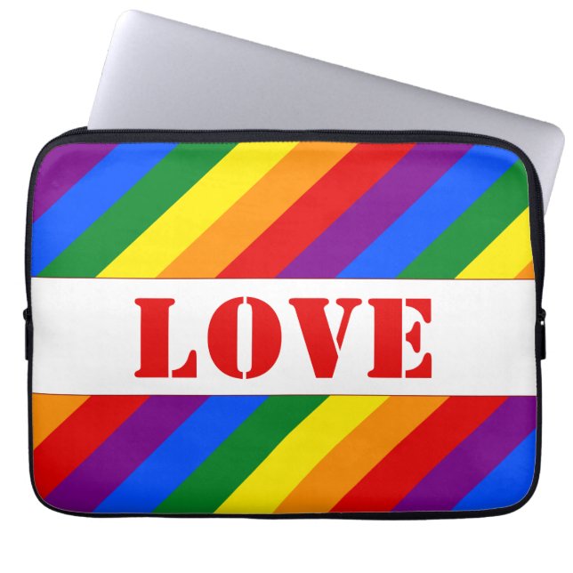 custom LGBTQ+ Rainbow Flag Stripes Pride Month -  ラップトップスリーブ (正面)