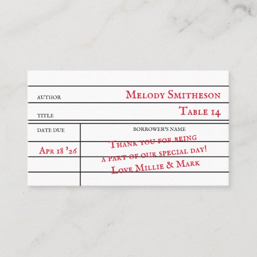 Custom Library Checkout Card Table Numbers ロイヤリティカード (正面)