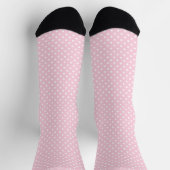 Custom Light Baby Pastel Pink White Polka Dot ソックス (上部)