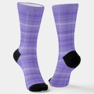 Custom Light Lavender Dark Purple Checkered ソックス