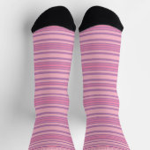 Custom Light Pink Dark Purple Peach Stripes ソックス (上部)