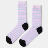 Custom Light Soft Blue Pink Purple Pastel Stripes  ソックス (左)