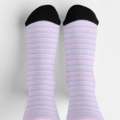Custom Light Soft Blue Pink Purple Pastel Stripes  ソックス (上部)
