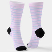 Custom Light Soft Blue Pink Purple Pastel Stripes  ソックス (傾斜あり)