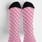 Custom Light Soft Pastel Pink White Checkered ソックス (上部)