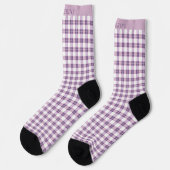 Custom Light Soft Pink Dark Purple Checkered  ソックス (左)