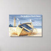 Custom Lighthouse Rowboat Coastal Beach House キャンバスプリント (正面)