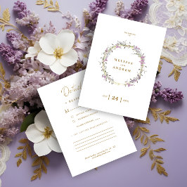 Custom Lilac Elegant Garland Wreath Wedding エンクロージャーカード