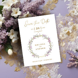 Custom Lilac Elegant Garland Wreath Wedding セーブザデート