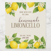 Custom Limoncello Label with Watercolor Lemons ワインラベル (シングルラベル)
