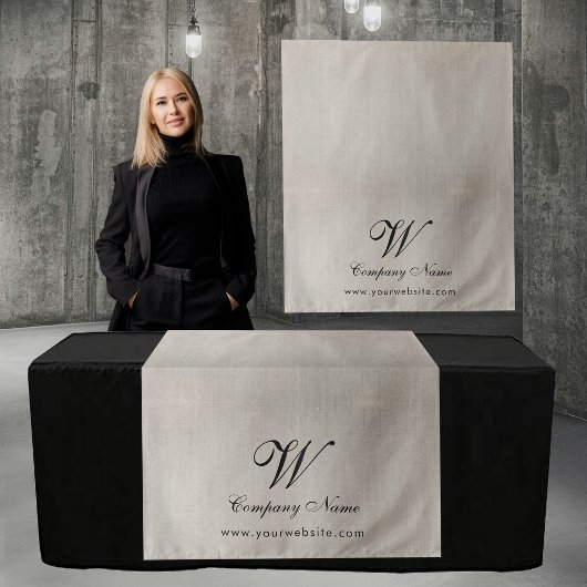 Custom Linen Business Table Runner Banner Script タペストリー