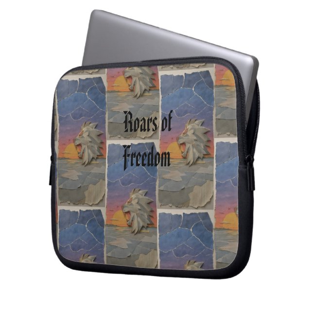 Custom Lion Sunset Laptop Sleeve ラップトップスリーブ (正面左)
