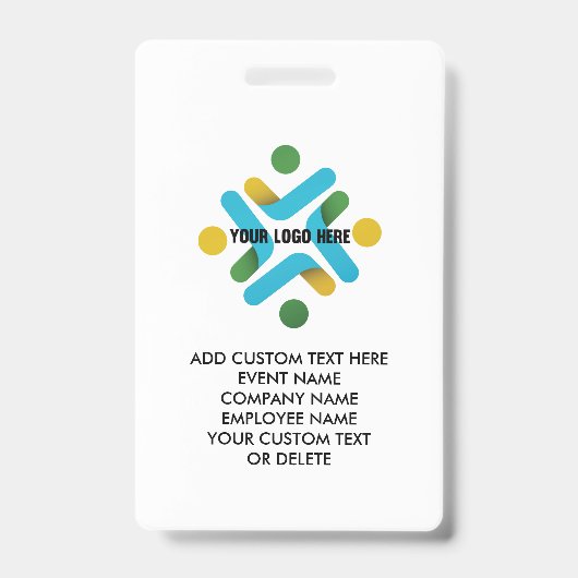 Custom LogoおよびCustom Text Event Companyビジネス バッジ (正面)