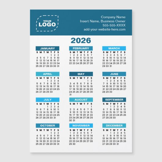 Custom Logo 2026 Calendar Business Magnet (正面)