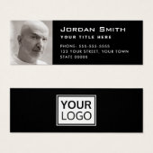 Custom logo and photo black Mini Business Card (正面&裏面)