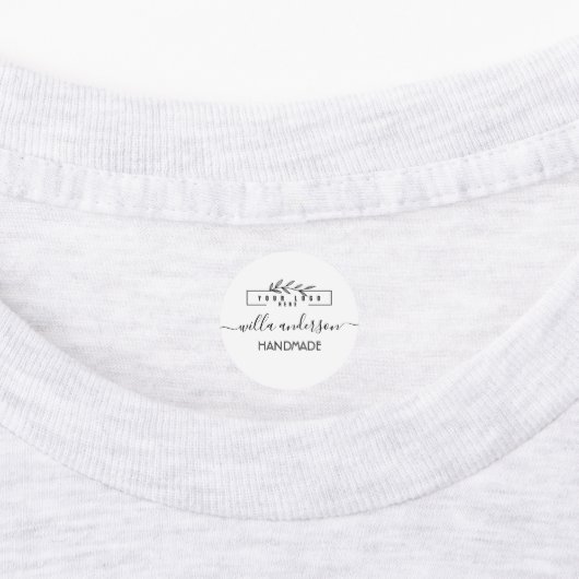 Custom logo and Script round fabric clothing  ラベル (貼付)