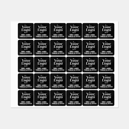 ➤ Custom Logo and Text Black Fabric Clothing Label ラベル (シート)