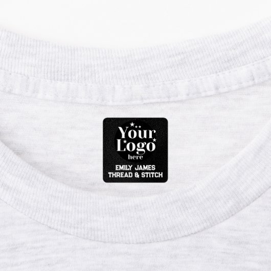 ➤ Custom Logo and Text Black Fabric Clothing Label ラベル (貼付)