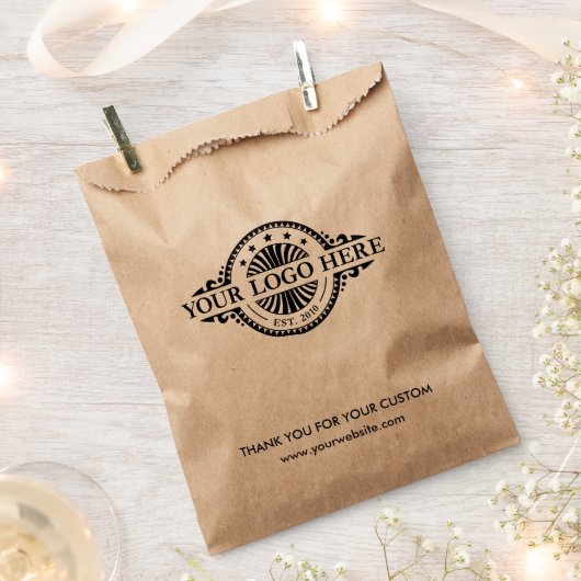 Custom Logo and Text Kraft Paper Bag フェイバーバッグ (クリップ留めされた状態)