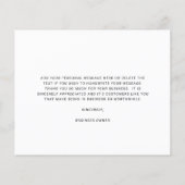 Custom Logo Black and White Budget Thank You Card (裏面)