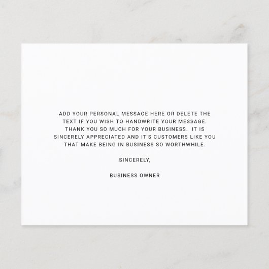 Custom Logo Black and White Budget Thank You Card (裏面)