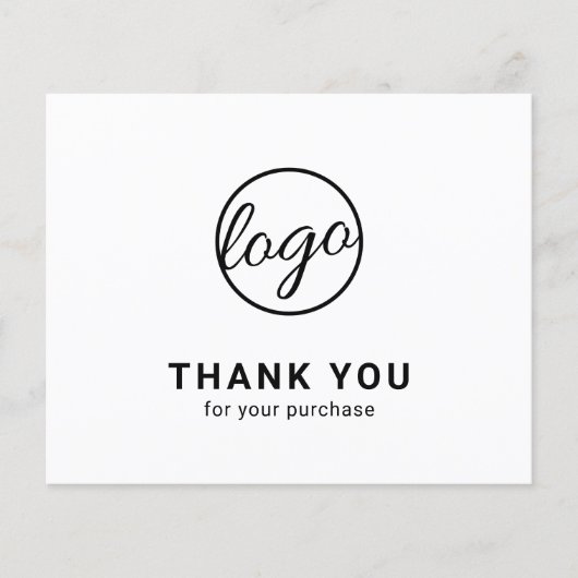 Custom Logo Black and White Budget Thank You Card (正面)