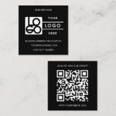 Custom Logo Black White QR Code Website  スクエア名刺 (正面/裏面)