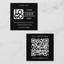 Custom Logo Black White QR Code Website  スクエア名刺