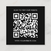 Custom Logo Black White QR Code Website  スクエア名刺 (裏面)