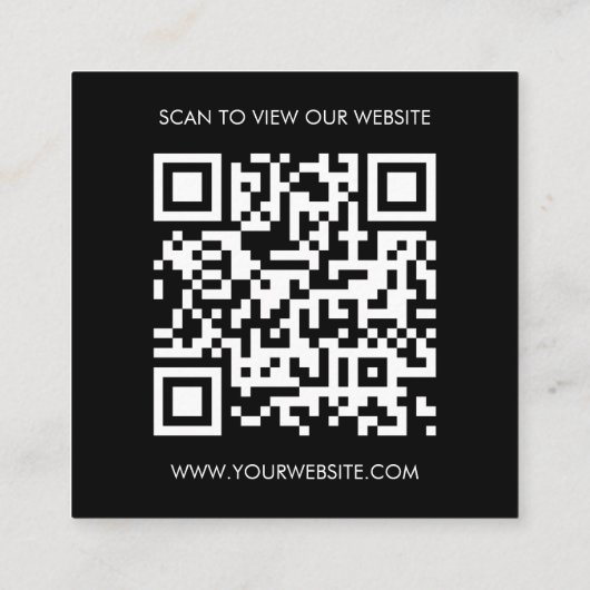 Custom Logo Black White QR Code Website  スクエア名刺 (裏面)