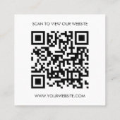 Custom Logo Black White QR Code Website  スクエア名刺 (裏面)
