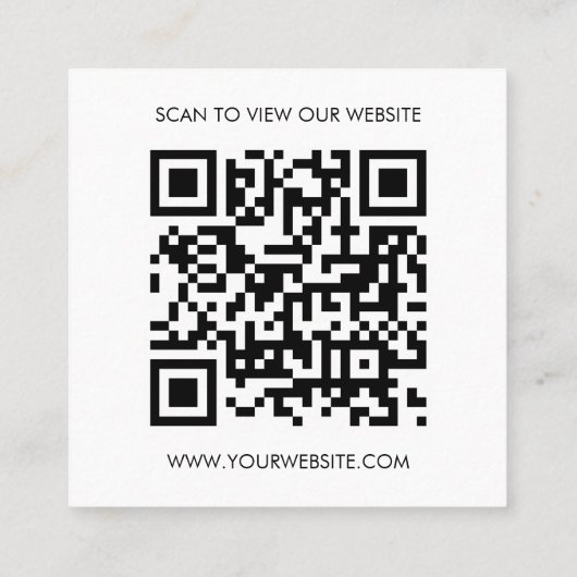 Custom Logo Black White QR Code Website  スクエア名刺 (裏面)