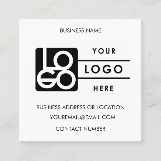 Custom Logo Black White QR Code Website  スクエア名刺 (正面)