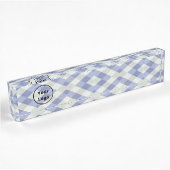 Custom logo blue and white geometric print デスクネームプレート