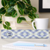 Custom logo blue and white geometric print デスクネームプレート
