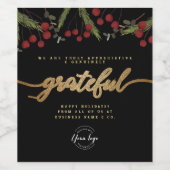 Custom logo Botanical Foliage “Grateful” Holiday  ワインラベル (シングルラベル)