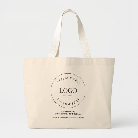 Custom Logo Branded for Small Business Simple ラージトートバッグ (正面)