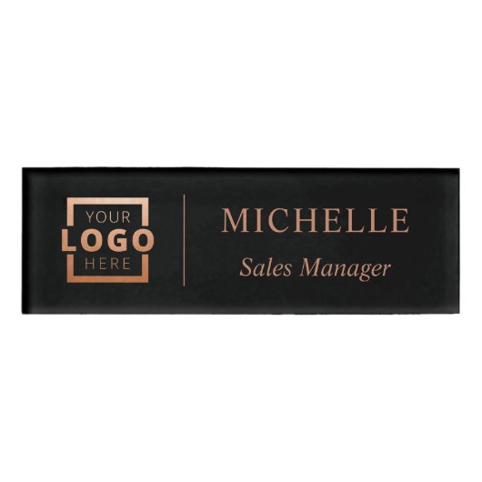 Custom Logo Business Employee Staff Name Black 名札 (正面)