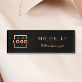 Custom Logo Business Employee Staff Name Black 名札