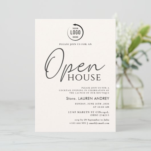Custom Logo Business Open House Invitation 招待状 (スタンド正面)