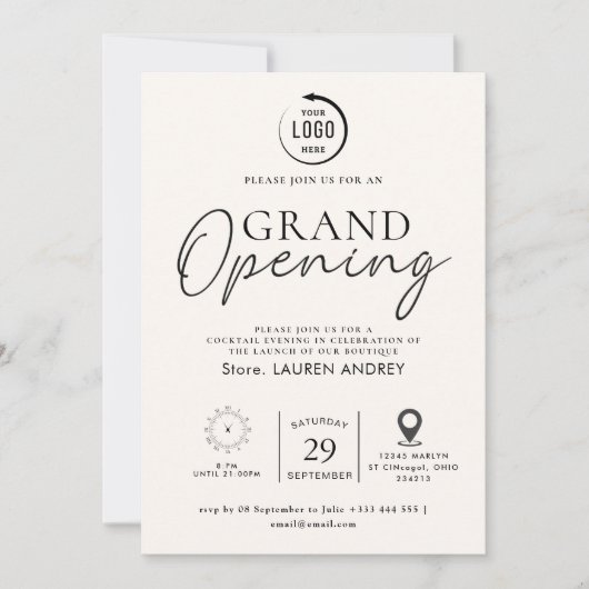 Custom Logo Business Open House Invitation 招待状 (正面)