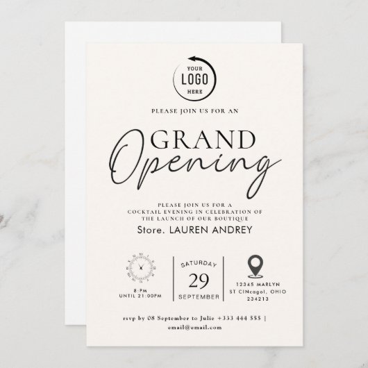 Custom Logo Business Open House Invitation 招待状 (正面/裏面)