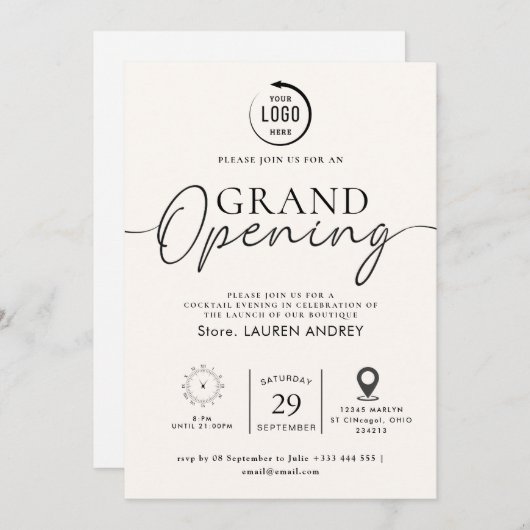 Custom Logo Business Open House Invitation 招待状 (正面/裏面)