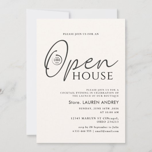 Custom Logo Business Open House Invitation 招待状 (正面)